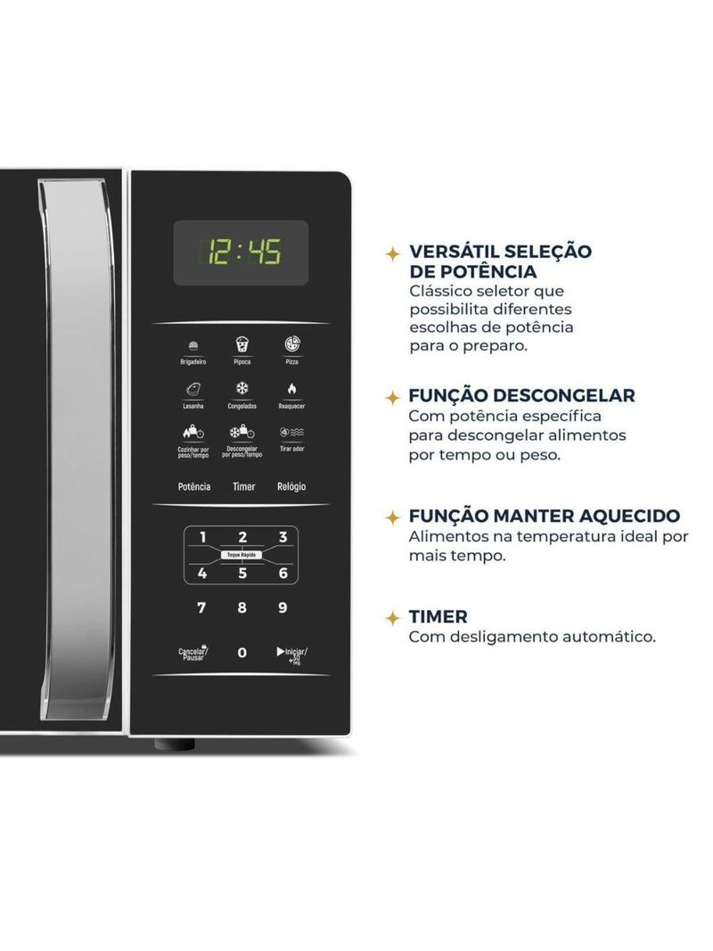 Micro-ondas britânia bmo23 20l limpa fácil 1100w preto/branco