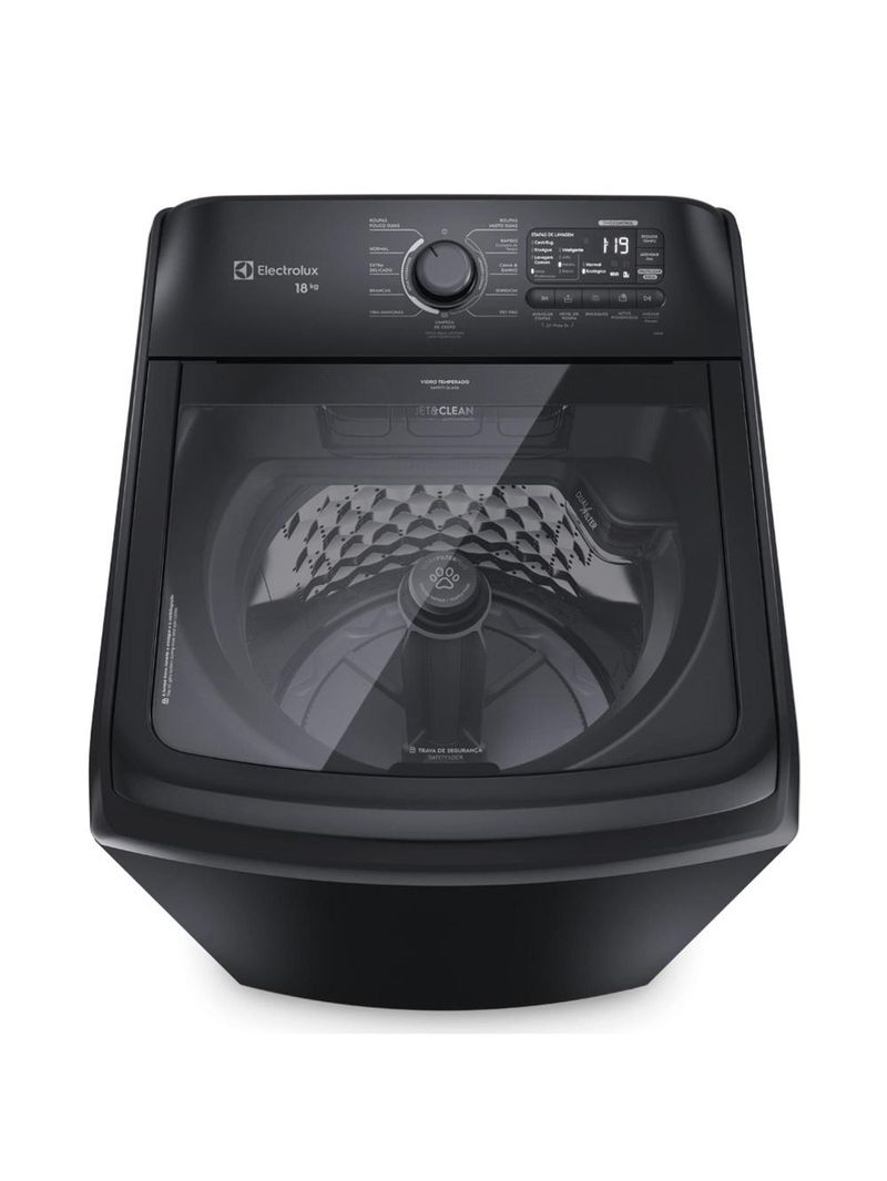 Lavadora de roupas electrolux expert leb18 18kg com tecnologia tripla filtragem, jet&clean e função pet pro - preta