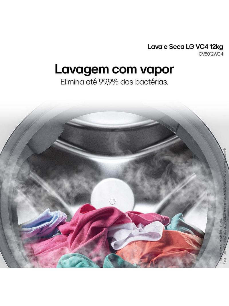 Lava e Seca LG 12kg/7kg Smart VC4 com Inteligência Artificial AI DD™ – CV5012WC4 | Branca