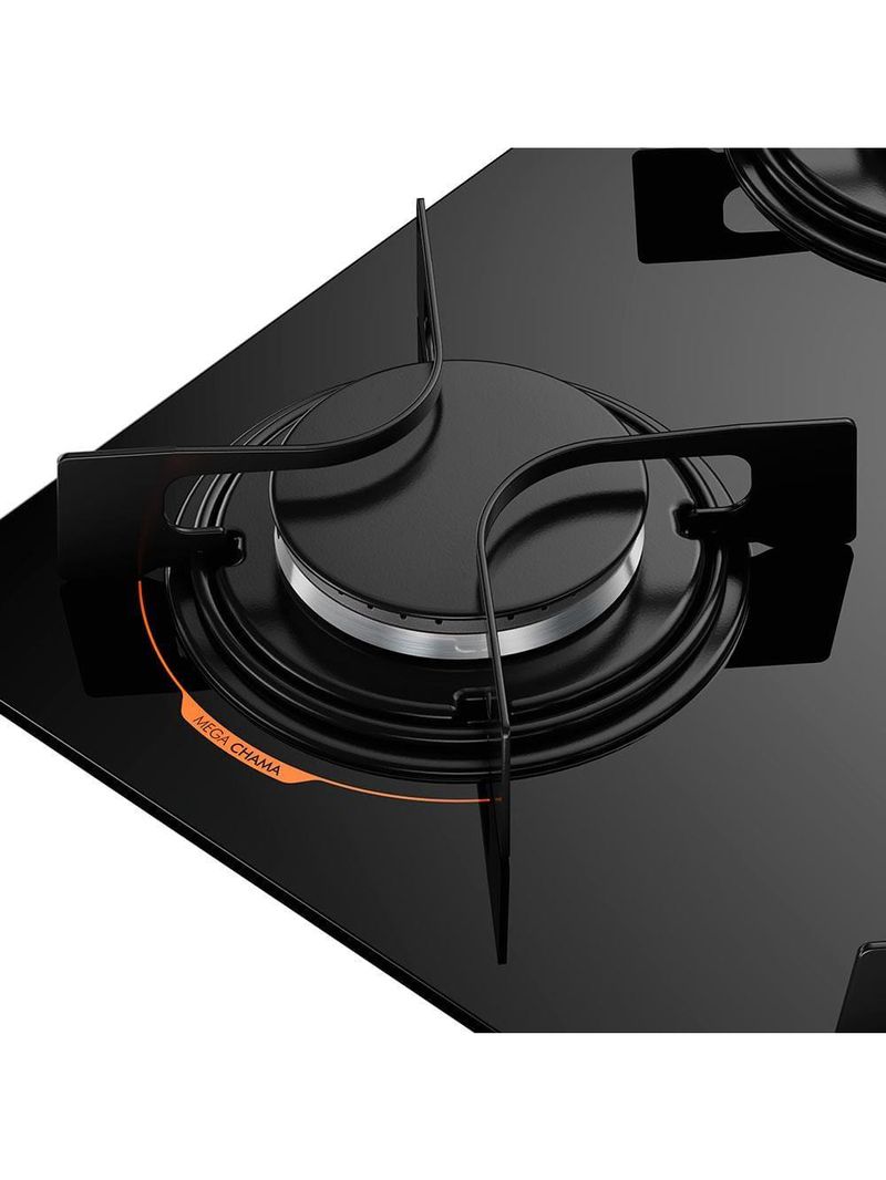 Cooktop a gás atlas u top 4 bocas mesa de vidro preto bivolt
