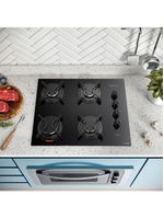 Cooktop a gás atlas u top 4 bocas mesa de vidro preto bivolt