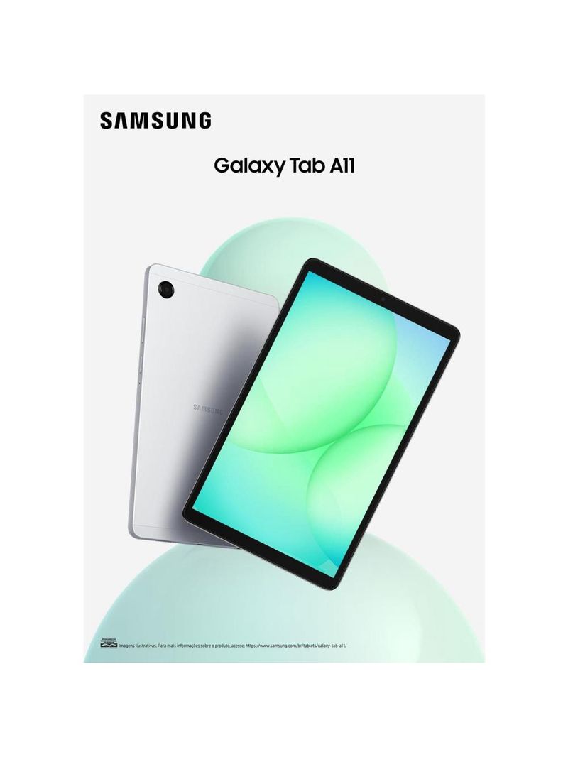 Tablet samsung galaxy a11 wi-fi tela 87" 90hz 64gb câmera 8mp prata