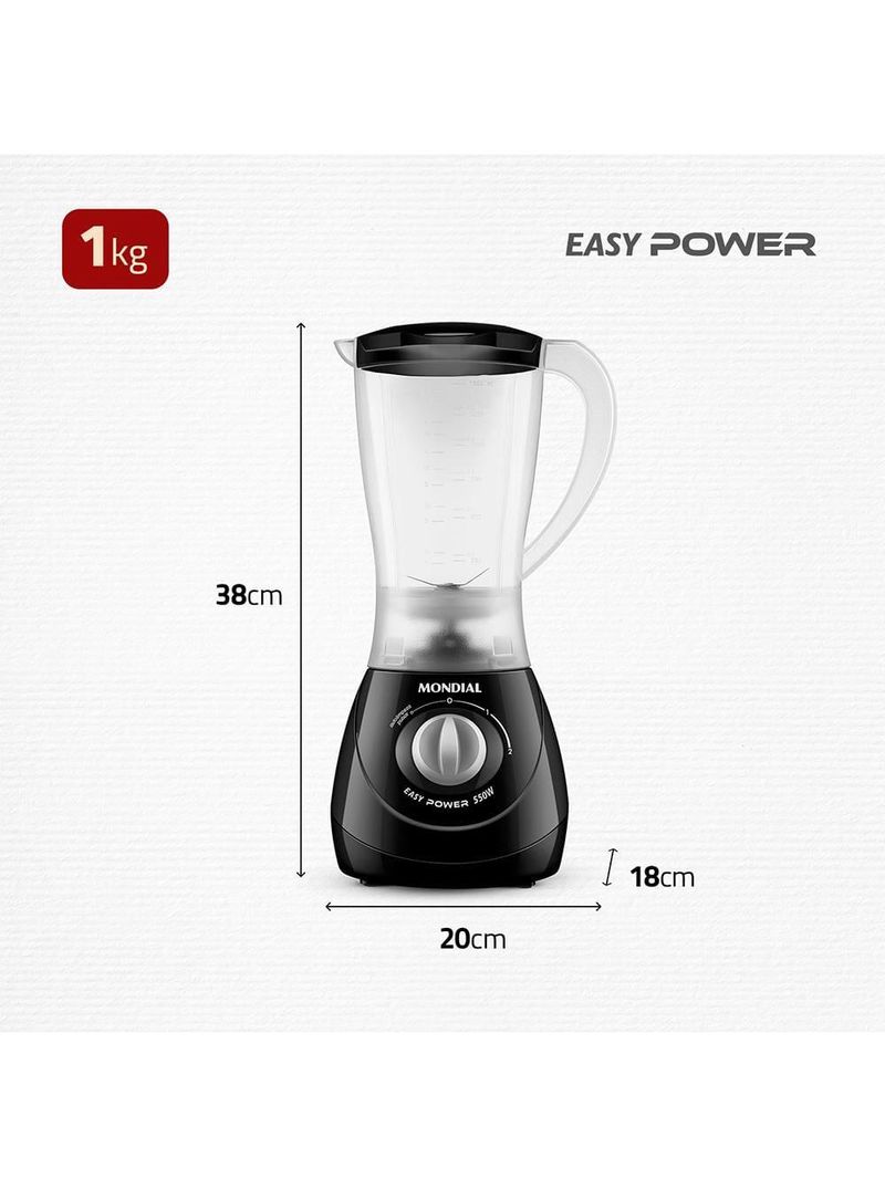 Liquidificador mondial power l-550 1,9l 550w 2 velocidades pulsar preto