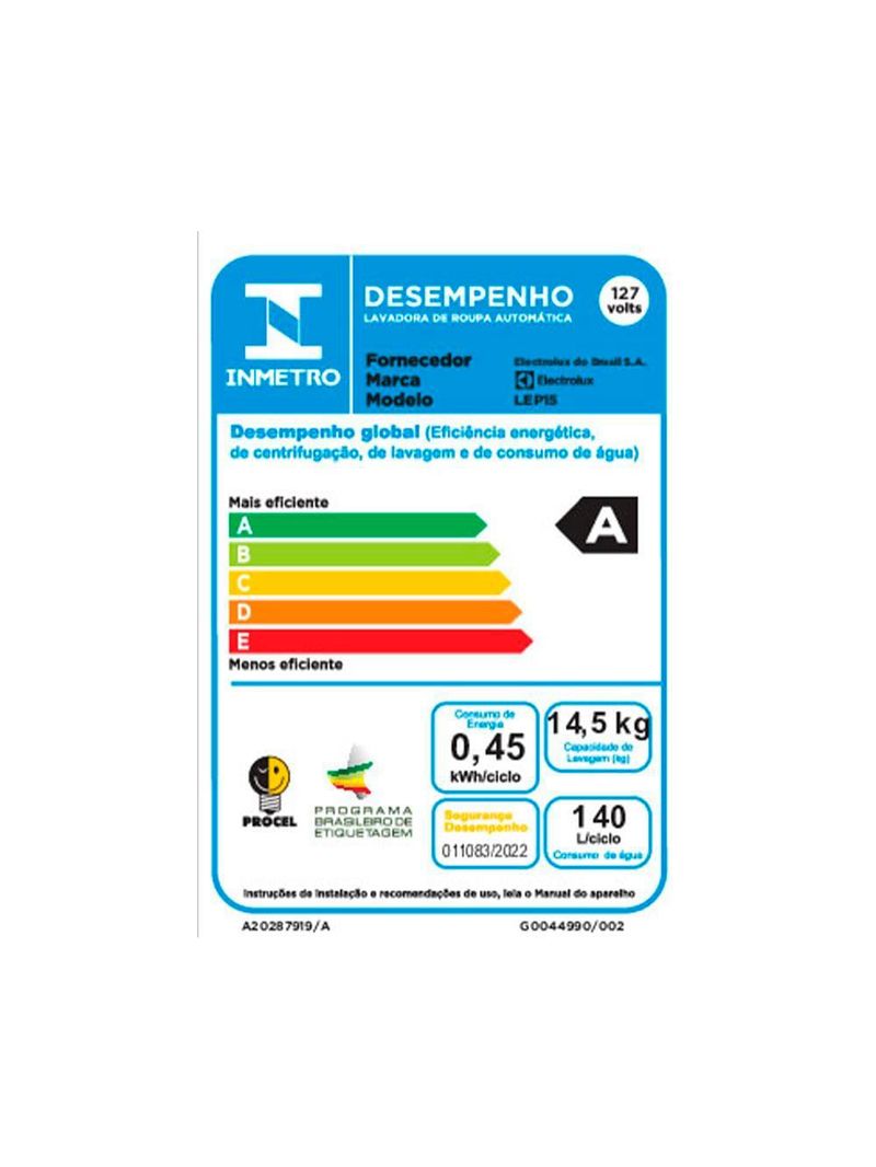 Lavadora de roupas electrolux efficient lep15 14,5kg com cesto inox, ultra filter e tecnologia jet&clean - preta