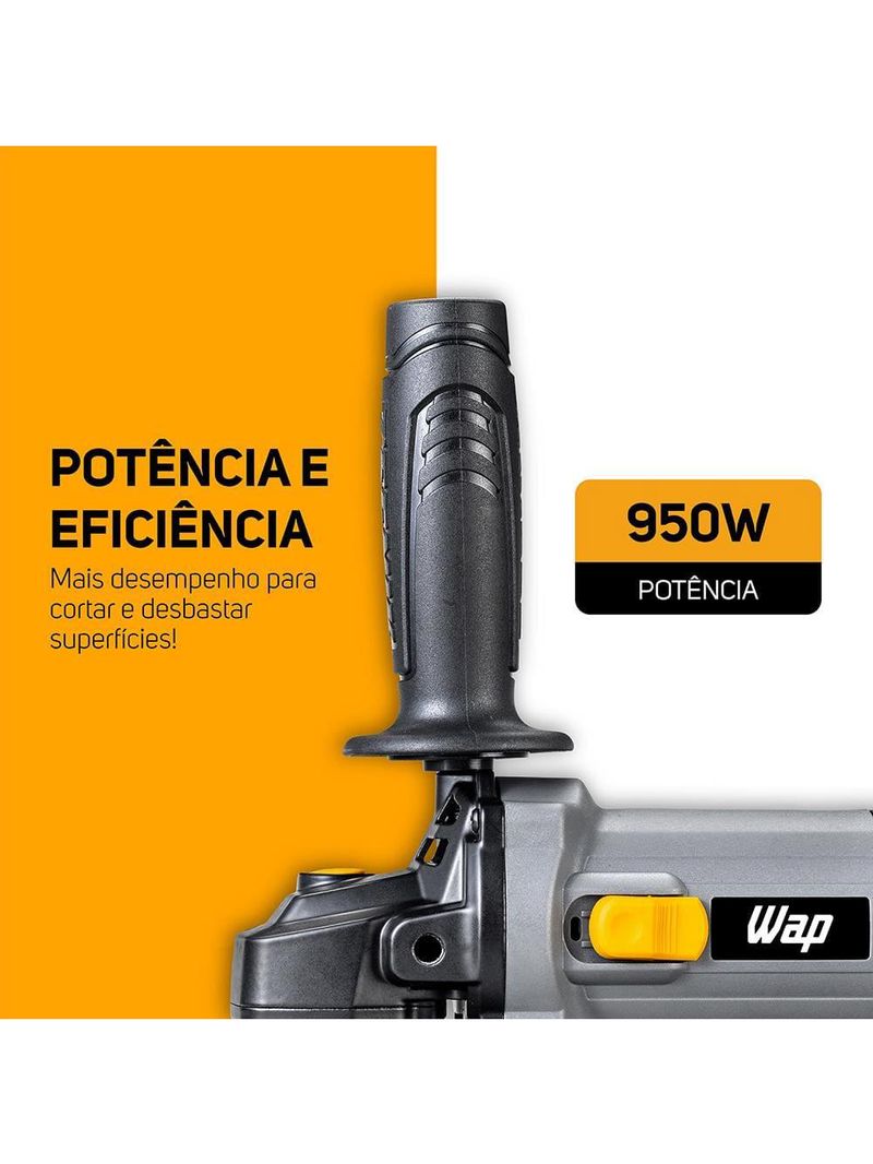 Esmerilhadeira angular 5" wap wf es01 950w - cinza/amarelo