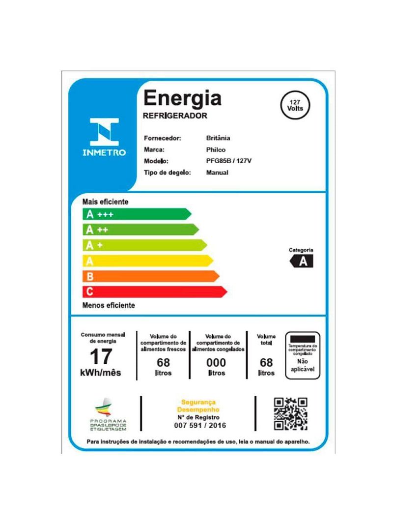 Frigobar philco pfg85b com controle de temperatura e porta reversível – branco