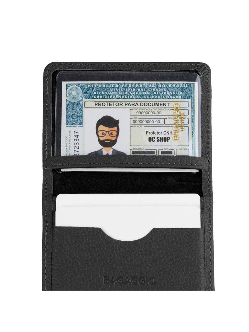 Carteira masculina de couro compacta bond preta