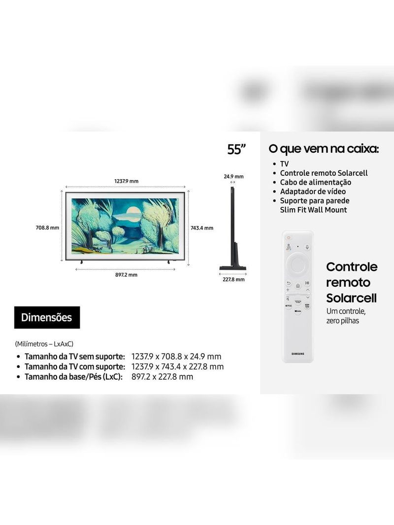 Smart tv 43” qled 4k samsung qn43ls03fagxzd the frame vision ai 2025 modo arte antirreflexo