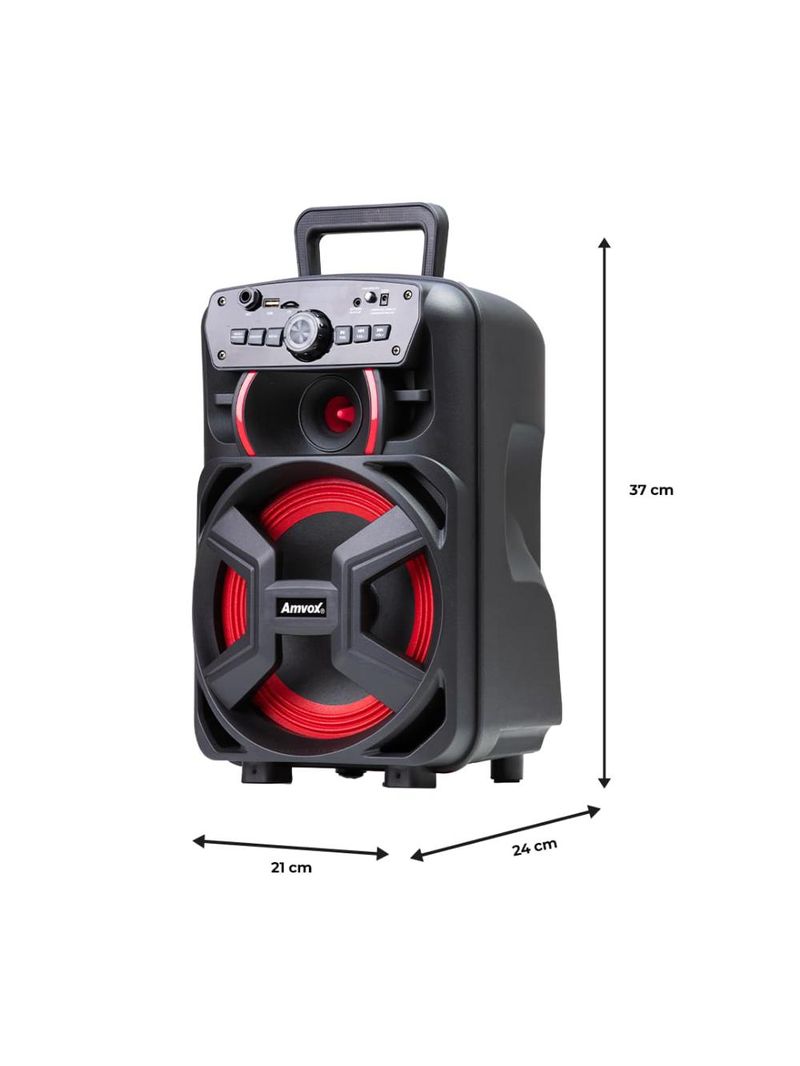 Caixa de som amvox aca221 gigante ii 220w bluetooth rádio fm preta