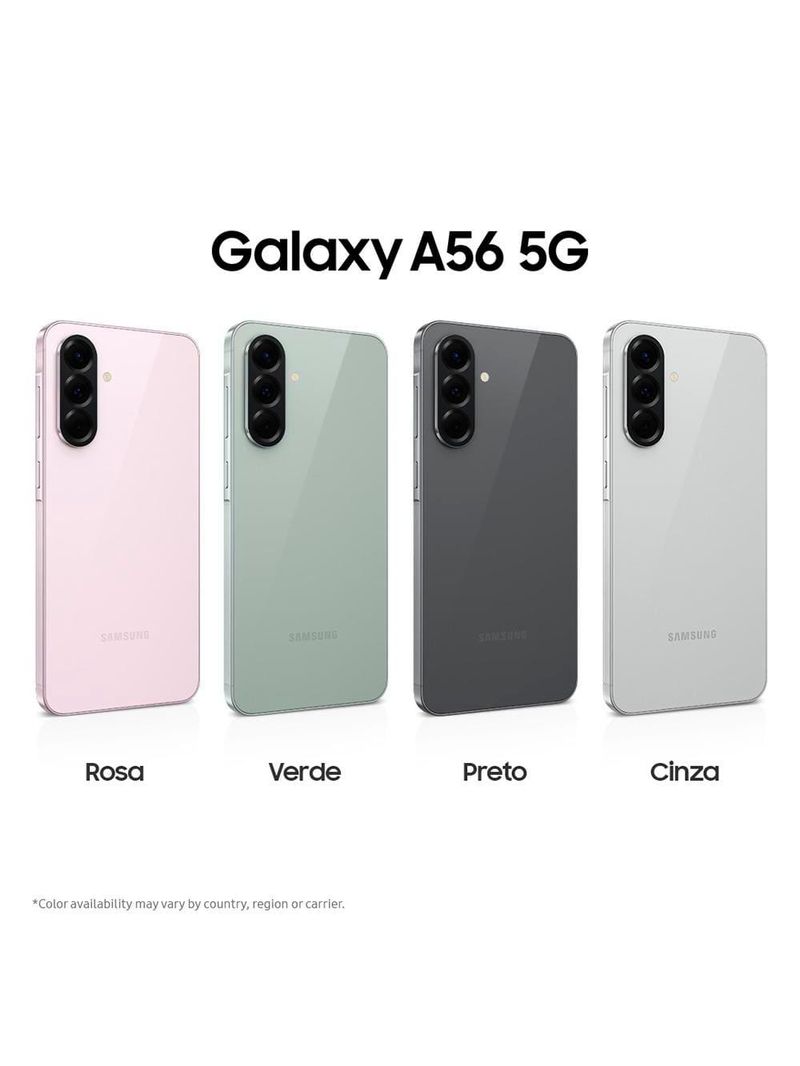 Celular samsung galaxy a56 tela super amoled 67" 128gb 5g câmera tripla até 50mp vídeo hdr e recursos ai verde