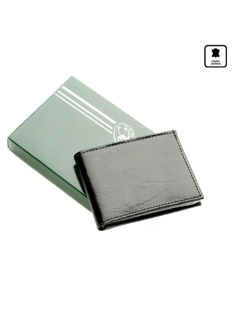 Carteira masculina de couro com porta cartão freeway preta