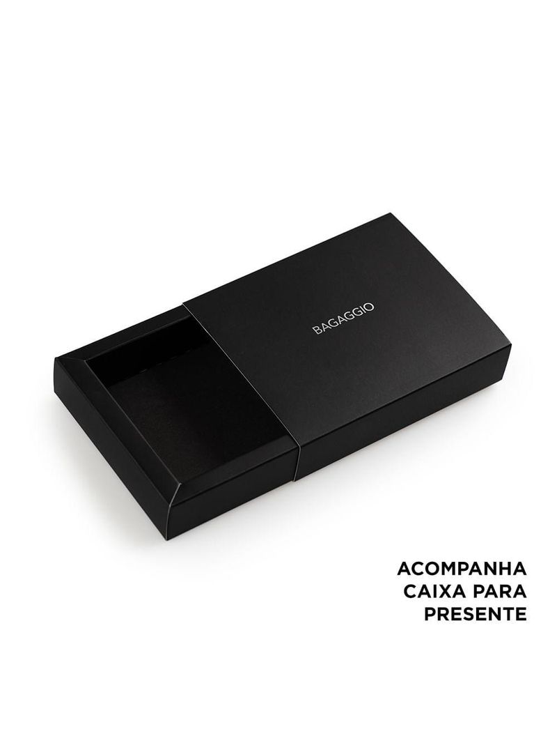 Carteira masculina de couro com fecho em botão grécia havana