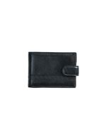 Carteira masculina de couro com fecho em botão grécia preta