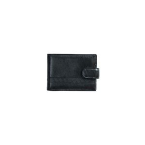 Carteira masculina de couro com fecho em botão grécia preta