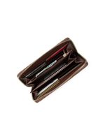 Carteira feminina média com zíper monograma bg marrom