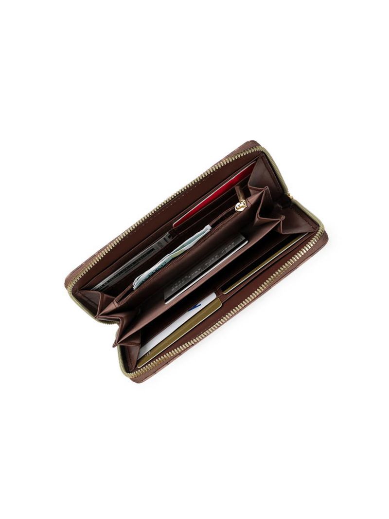 Carteira feminina média com zíper monograma bg marrom