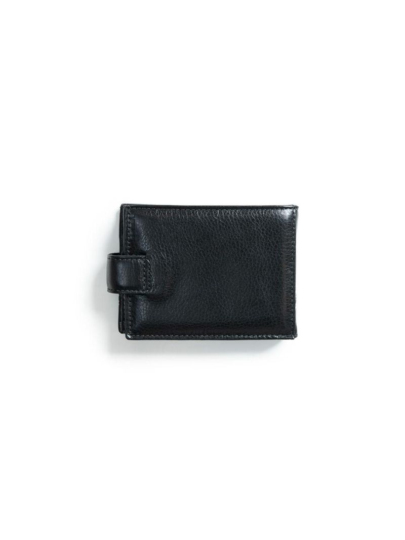 Carteira masculina de couro com fecho em botão grécia preta