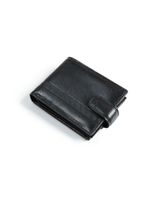 Carteira masculina de couro com fecho em botão grécia preta