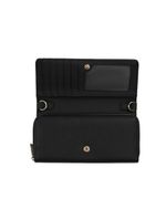 Carteira feminina com alça removível safiano preta