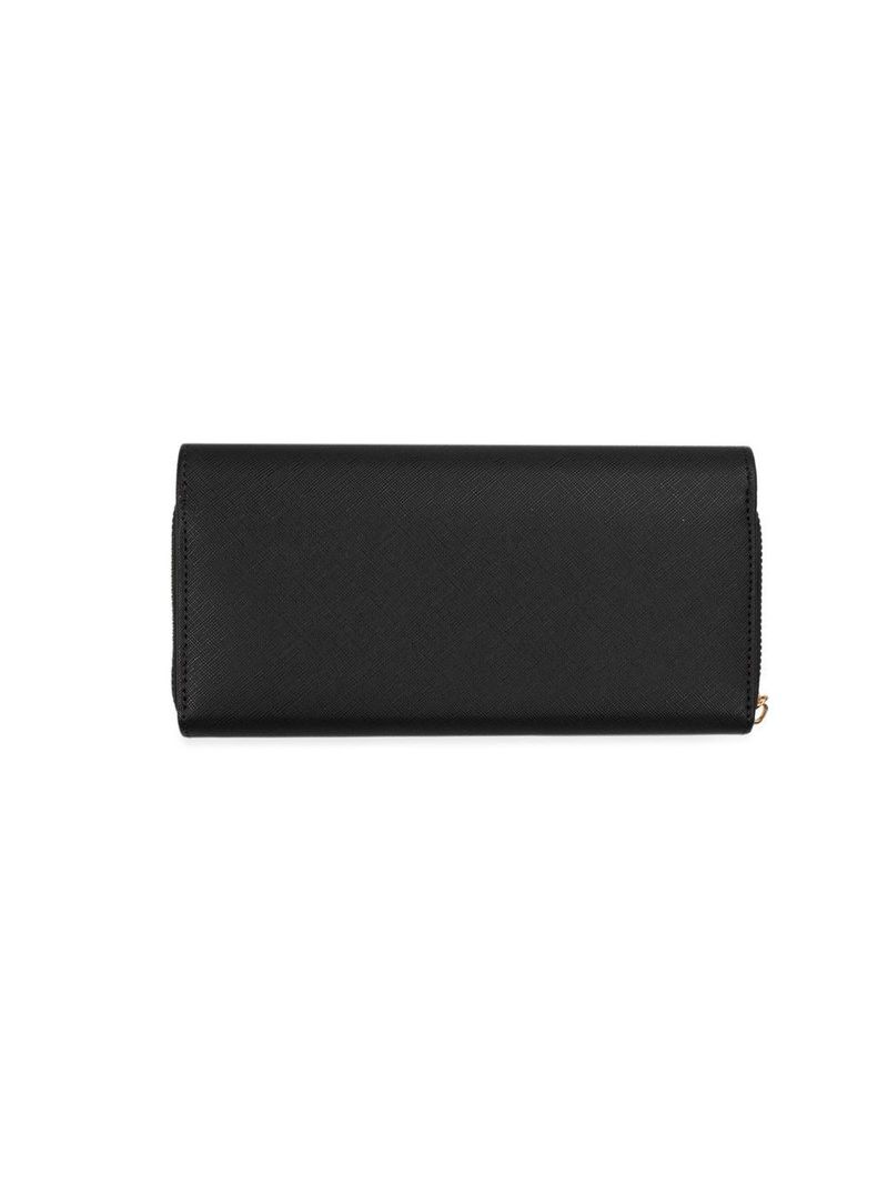 Carteira feminina com alça removível safiano preta