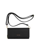 Carteira feminina com alça removível safiano preta