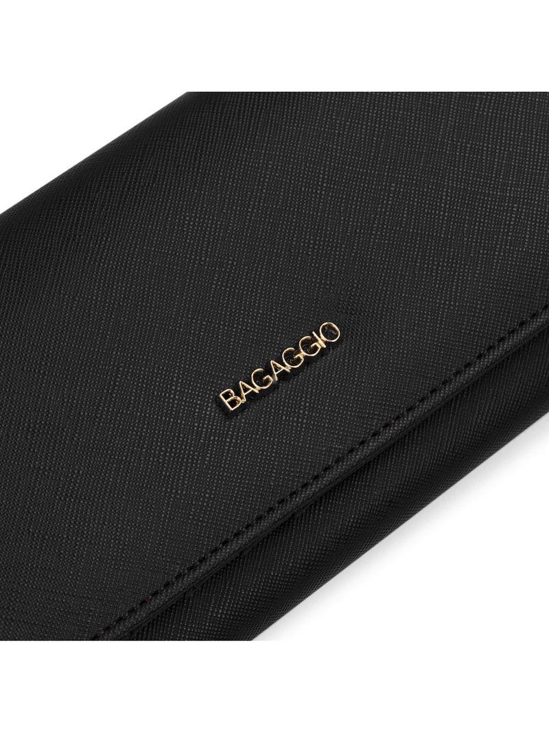 Carteira feminina com alça removível safiano preta