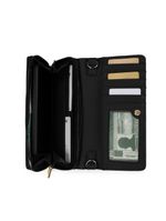 Carteira feminina com alça removível safiano preta