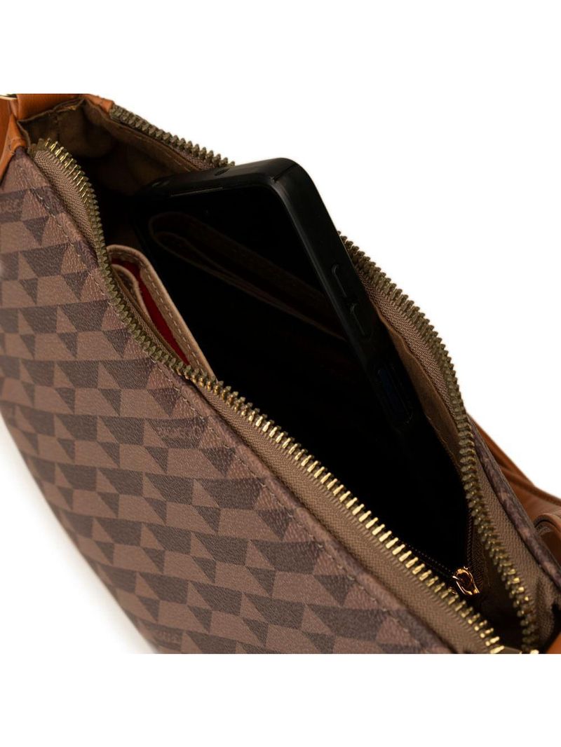 Bolsa transversal feminina pequena monograma bg marrom