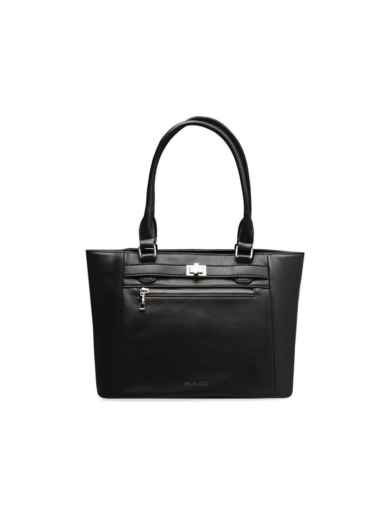 Bolsa de ombro feminina tote torniquete preta