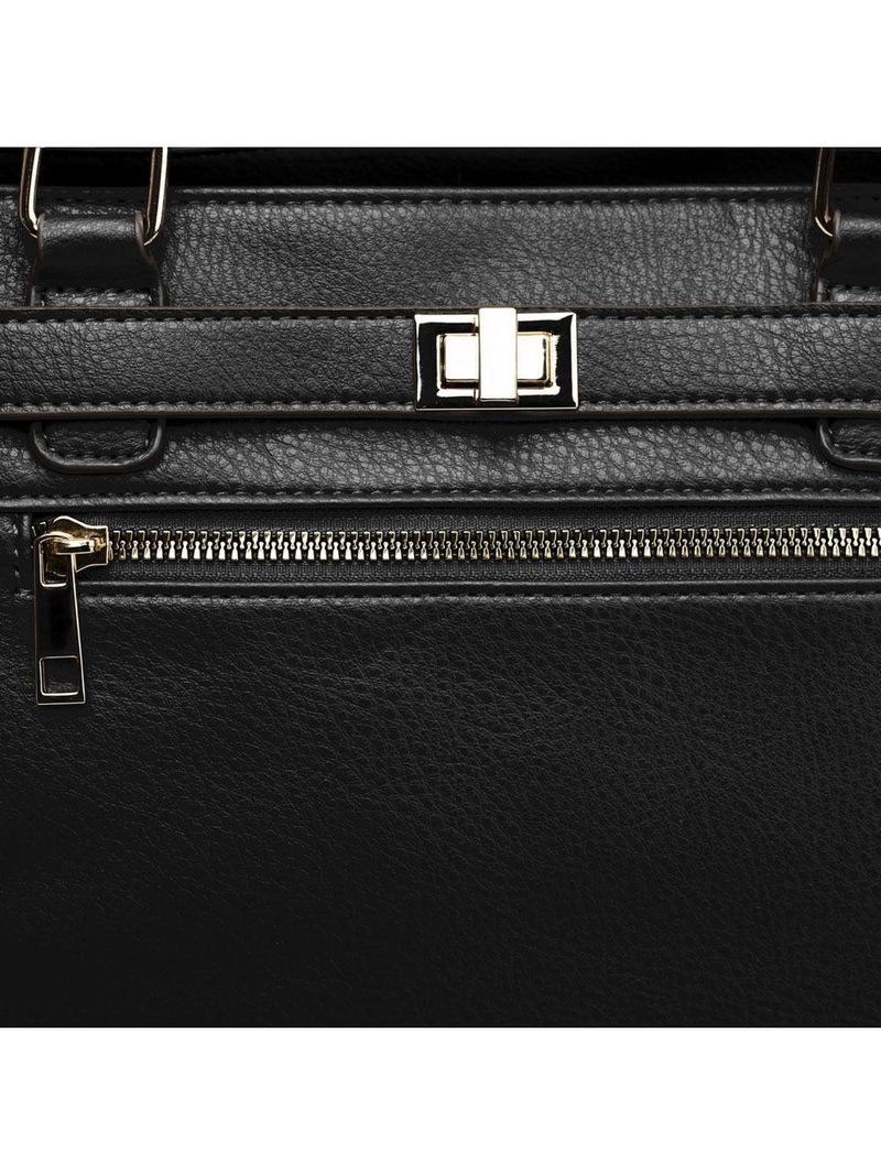 Bolsa de ombro feminina tote torniquete preta