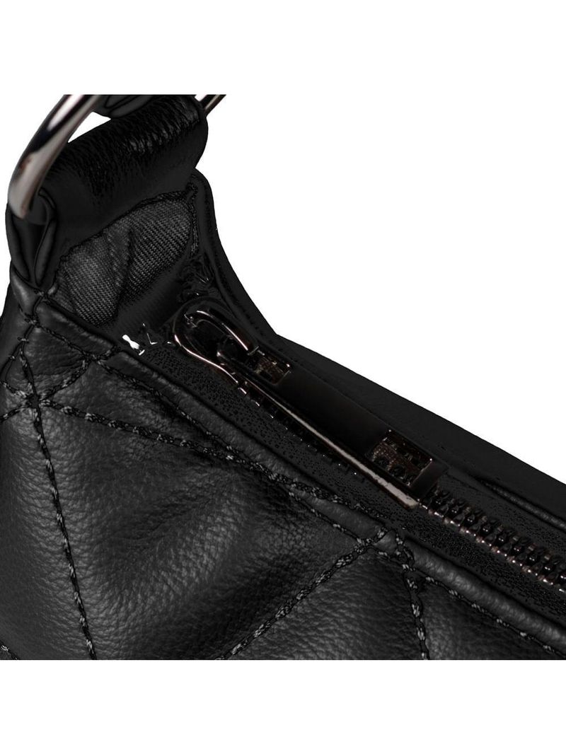 Bolsa feminina pequena baguette matelassê preta