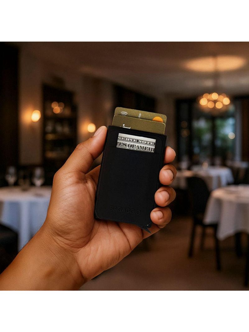 Carteira automática masculina metal advanced preta