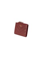 Carteira feminina de couro botão zig zag metalasse vinho