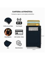 Carteira automática masculina metal advanced preta