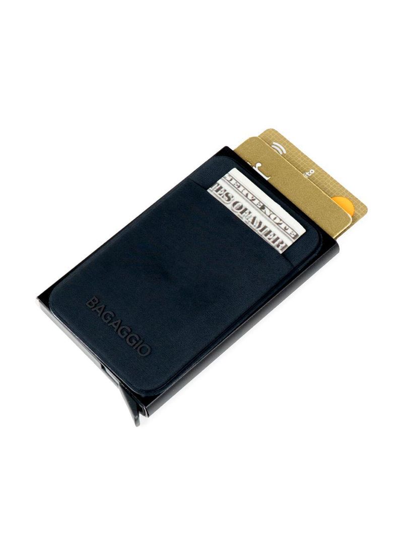 Carteira automática masculina metal advanced preta