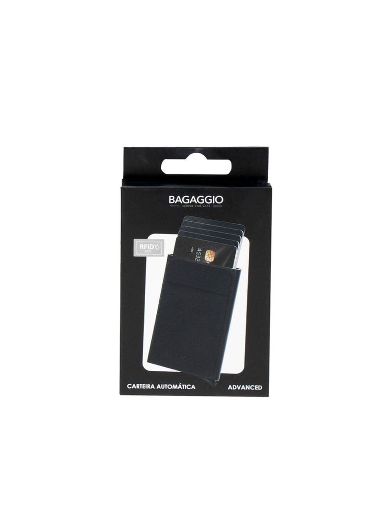 Carteira automática masculina metal advanced preta