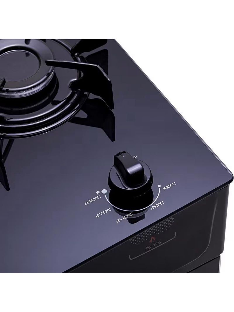 Fogão atlas 4 bocas mônaco top glass com mesa de vidro e acendimento automático bivolt – preto