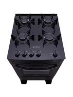 Fogão atlas 4 bocas mônaco top glass com mesa de vidro e acendimento automático bivolt – preto