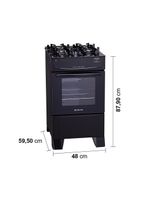 Fogão atlas 4 bocas mônaco top glass com mesa de vidro e acendimento automático bivolt – preto