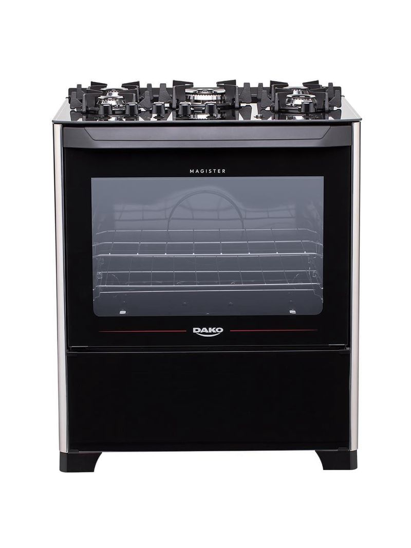 Fogão dako 5 bocas magister com mesa de vidro e acendimento automático bivolt - preto