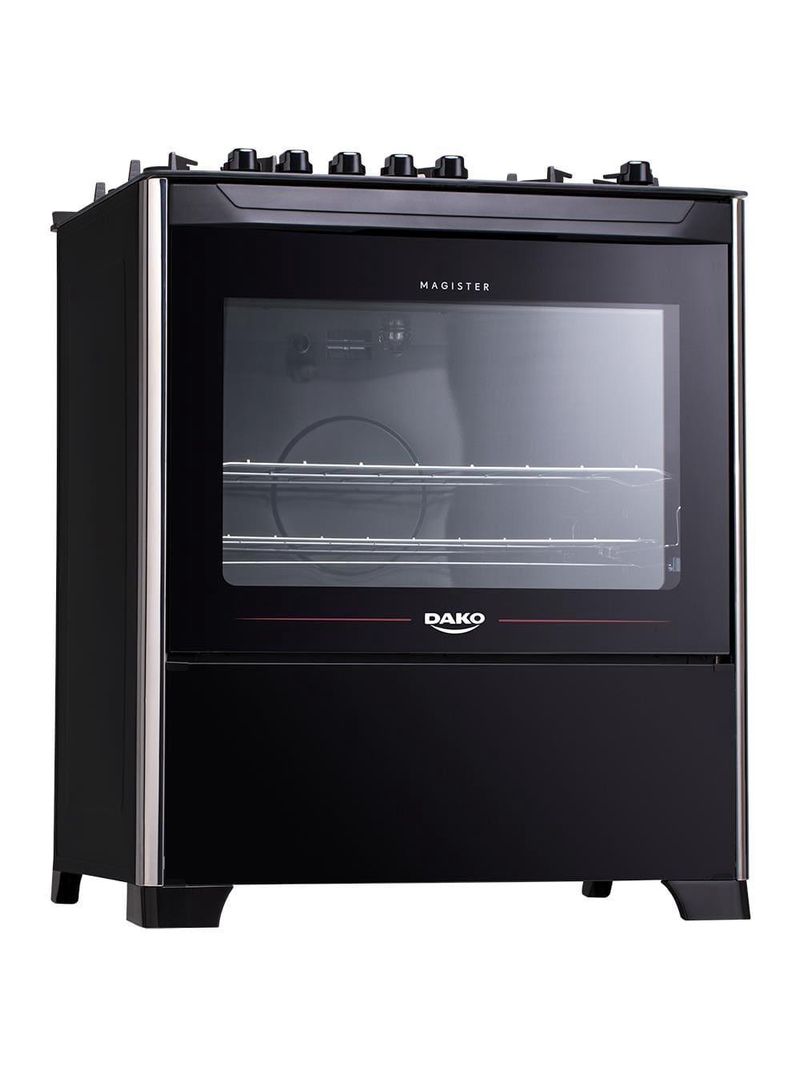 Fogão dako 5 bocas magister com mesa de vidro e acendimento automático bivolt - preto