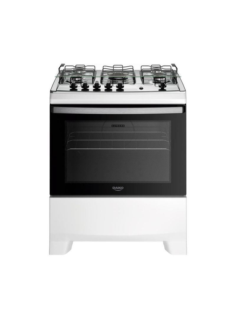 Fogão 5 bocas dako supreme com mesa em inox e acendimento automático branco – bivolt