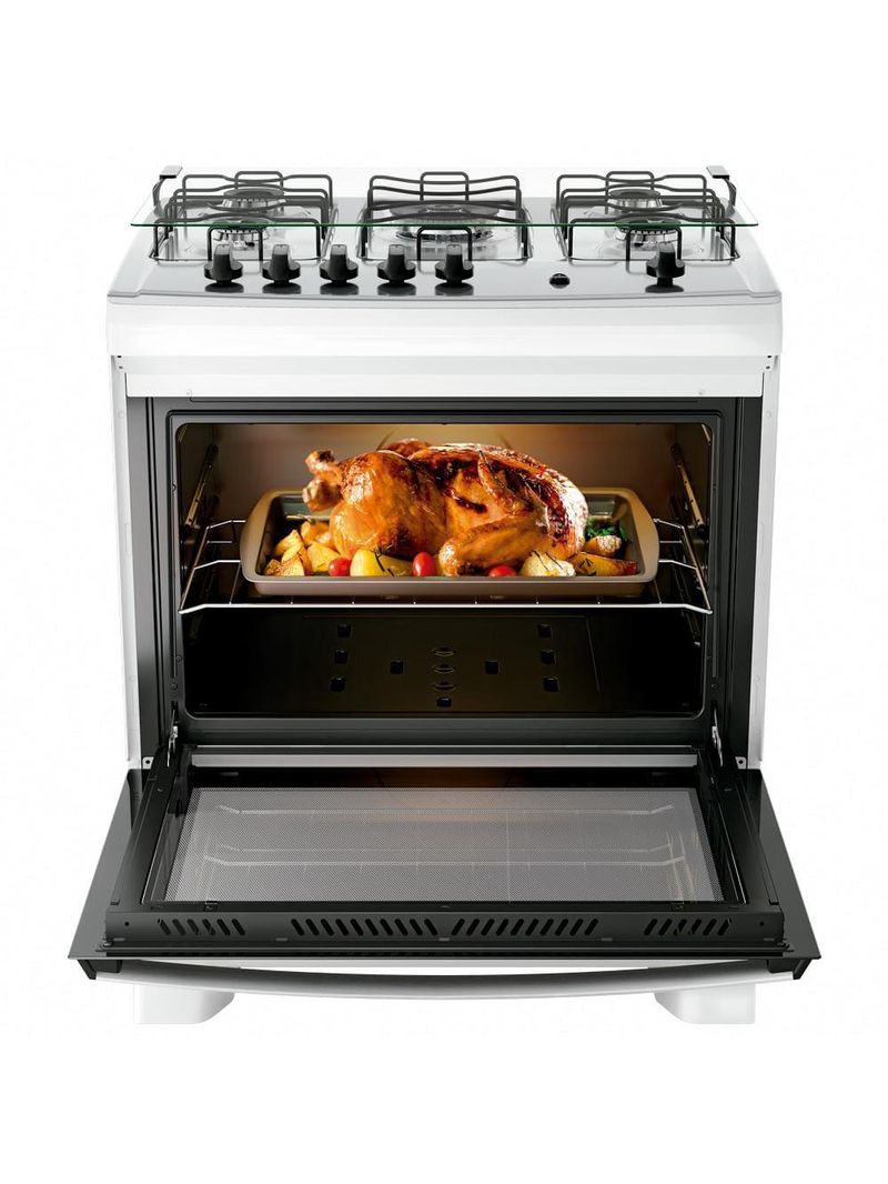 Fogão 5 bocas dako supreme com mesa em inox e acendimento automático branco – bivolt