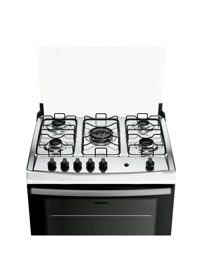 Fogão 5 bocas dako supreme com mesa em inox e acendimento automático branco – bivolt
