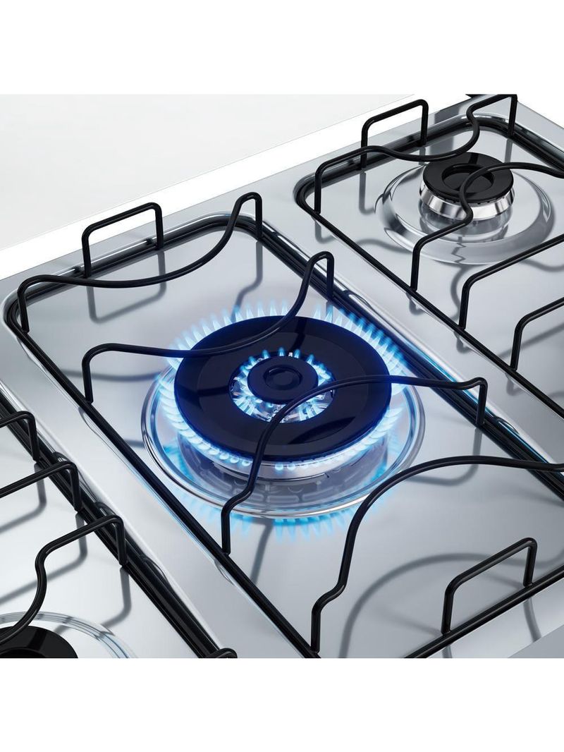 Fogão 5 bocas dako supreme com mesa em inox e acendimento automático branco – bivolt