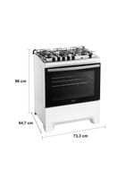Fogão 5 bocas dako supreme com mesa em inox e acendimento automático branco – bivolt