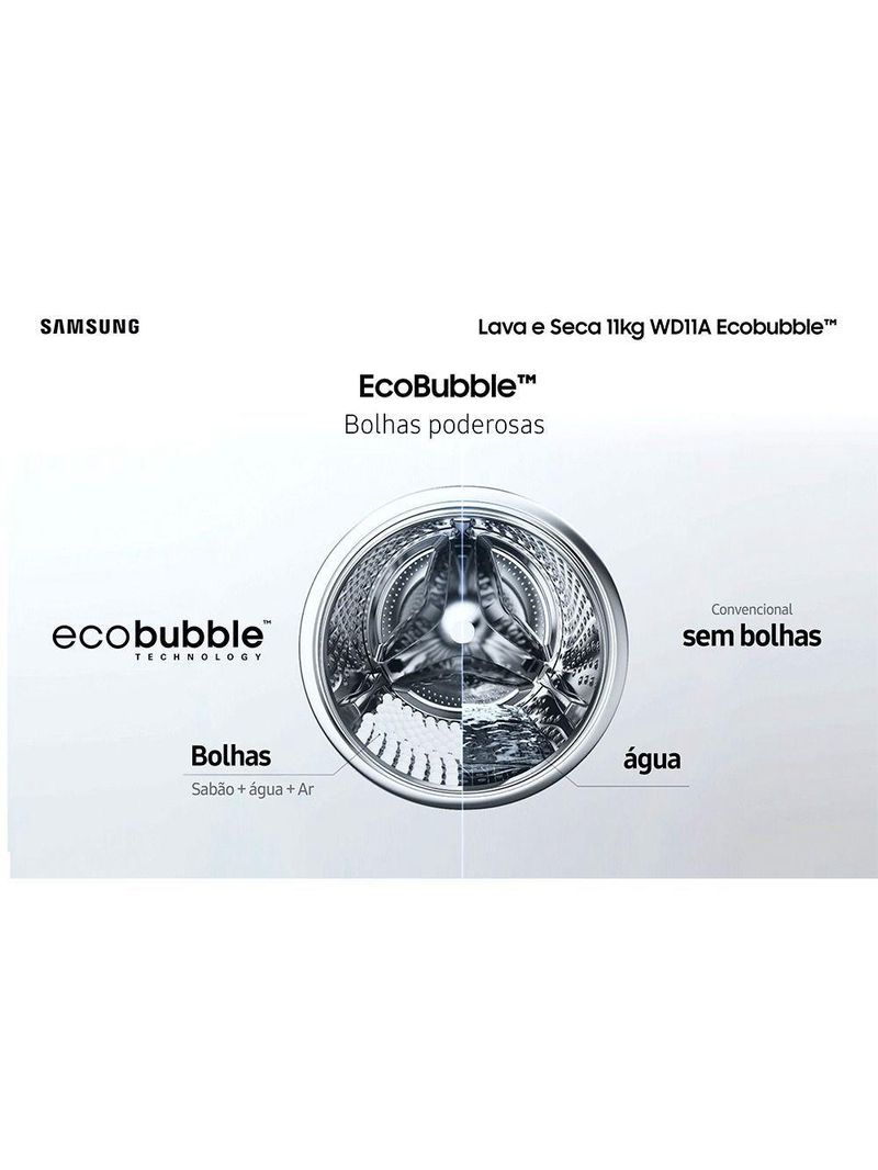 Lava E Seca Samsung 11kg WD11A Digital Inverter Ecobubble Branca 127V Branco