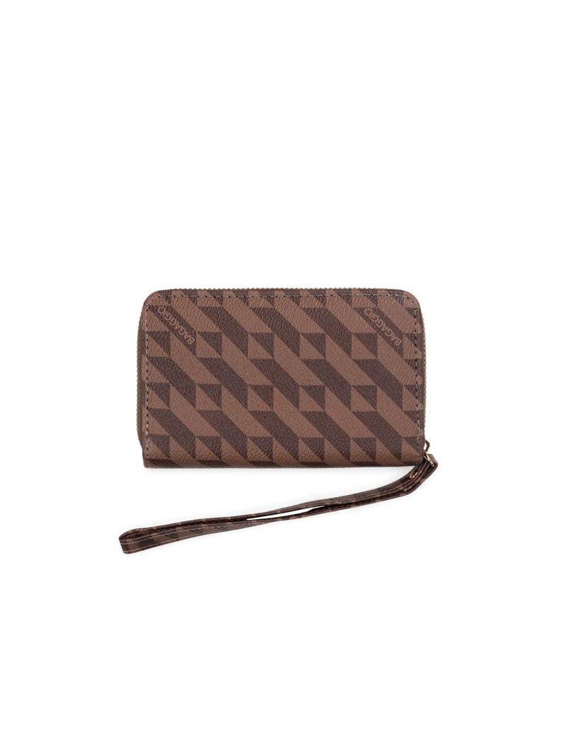 Carteira feminina pequena com alça monograma bg marrom