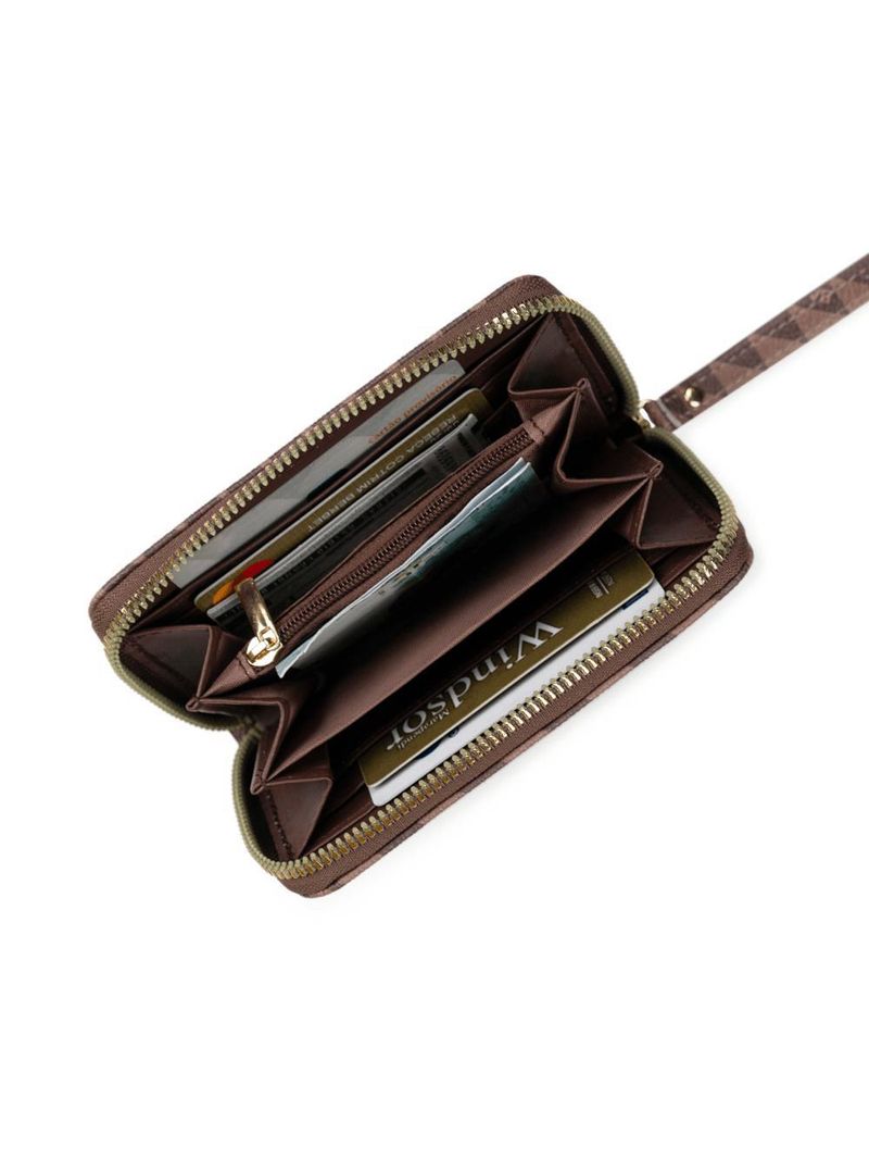 Carteira feminina pequena com alça monograma bg marrom