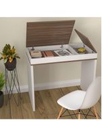 Escrivaninha artany mind com tampo duplo basculante - ipê/branco